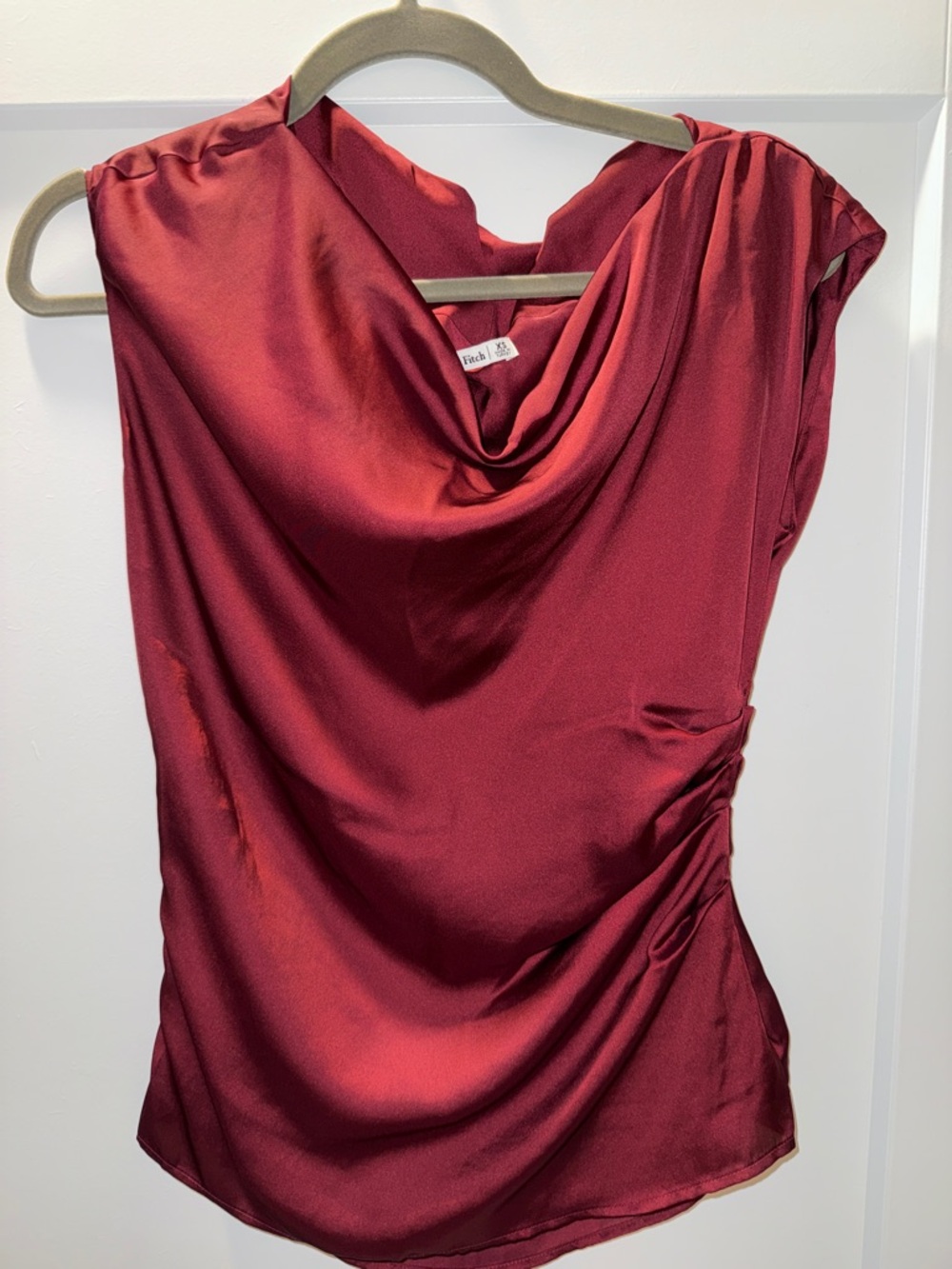 Abercrombie & Fitch Satin Cowl Neck Tank - Burgundy